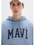 Mavi Logo Baskılı Mavi Kapüşonlu Sweatshirt 067149-86998 15