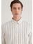 Keten Karışımlı Çizgili Gömlek 0211380-87737 11