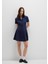 Lacivert Pileli Mini Elbise 1310762-82318 7