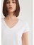 V Yaka Beyaz Basic Stretch Tişört 162769-620 11