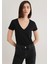 V Yaka Siyah Basic Stretch Tişört 162769-900 7