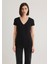 V Yaka Siyah Basic Stretch Tişört 162769-900 9