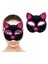 Siyah Renk Fuşya Simli Süet Kaplama Kedi Maskesi 18X14 cm - Lisinya 2