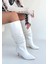 Zelya Beyaz Cilt Topuklu Çizme - Lisinya 2