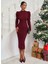 Prenses Kol Kaşkorse Elbise Bordo A3691 1