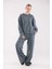 Kadın Soft Gri-Mavi Bisiklet Yaka Sweatshirt Eşofman Takımı MSC2601 1