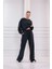 Kadın Siyah Bisiklet Yaka Sweatshirt Eşofman Takımı MSC2601 5