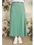 Zarif ve Modern Pileli Parlak Krep Gizli Lastikli Mint Etek ( Lisinya ) 2