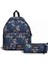 Benchmark Single Flora Fade Navy Kalem Çantası ve Padded Pak'r Okul Sırt Çantası Set 4