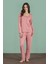Kadın Pembe Dantel Detaylı Uzun Kollu Pijama Takımı C6T6N91 1