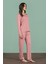 Kadın Pembe Dantel Detaylı Uzun Kollu Pijama Takımı C6T6N91 3