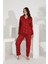%100 Pamuk Uzun Kol Boydan Düğmeli Cepli Kadın Pijama Takımı 98302-303 3