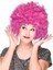 Fuşya Renk Kıvırcık Afro Bonus Peruk Saç Parti Peruğu (5256) 1