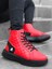 BA0159 Bağcıklı Kırmızı Kapitone Erkek Yüksek Taban Spor Bot 5