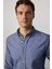 Slim Fit Mavi Ekose Desenli Uzun Kol Gömlek Erkekler İçin Klasik Model 6