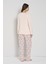 Kadın Pembe Renk Çiçek Desenli Düğmeli Yaka Uzun Kollu Pijama Takımı C6T0N91 2