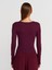 31442 Uzun Kollu Çıtçıt Düğmeli Top-Bordo 2