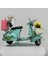 El Yapımı Dekoratif Turkuaz Çiçekli Scooter Motosiklet Model – Metal Biblo & Vintage Maket (13 Cm) 2