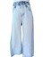 Kız Çocuk Jean Pantolon Buz Mavi Denim Çift Renkli Geniş Paçalı 4