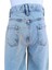 Kız Çocuk Jean Pantolon Buz Mavi Denim Çift Renkli Geniş Paçalı 7