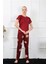 Moda Kadın Bordo Kısa Kol Pijama Takım 1