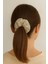Handmade Simit Saç Tokası Bej Simli Pullu 10CM Lastikli Parlak Scrunchie - 3 Adet 2
