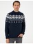 Erkek Lacivert Slim Fit Çeyrek Yaka Triko Kazak 50296448-VR033 3