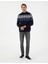 Erkek Lacivert Slim Fit Çeyrek Yaka Triko Kazak 50296448-VR033 4