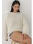 Kadın Bisiklet Yaka Relax Fit Yumuşak Triko Kazak Tozlu Beyaz 4