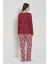Kadın Bordo Düğmeli Yaka Çiçek Desenli Pijama Takımı C4T0N91 3