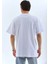 Unisex Oversize Taşlı Bisiklet Yaka T-Shirt - Beyaz 2