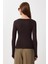 V Yaka Saran Basic Modal Bluz LMW0029 Kahverengi 5