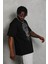 Unisex Oversize Taşlı Bisiklet Yaka T-Shirt - Siyah 3