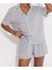 Düğmeli Biyeli Şortlu Pijama Takımı 1