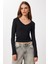 V Yaka Saran Basic Modal Bluz LMW0029 Siyah 2