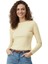 Sarı Premium/Viskoz Yumuşak Kumaşlı Parmak Geçmeli Crop Bluz 8162A 1