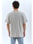 Unisex Oversize Taşlı Bisiklet Yaka T-Shirt - Gri 2