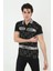 Erkek Yakalı Slim Fit Baskılı T-Shirt - Siyah 3