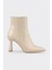 Bej Deri Kadın Topuklu Bot 1