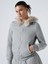 Kadın Gri Fermuarlı Kapüşonlu Sweatshirt – Kürklü Kapüşon, Cepli, Rahat Kalıp 2
