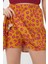 Beli Lastikli Viskon Kumaş Çiçek Desenli Turuncu Şort Etek 6
