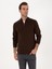 Erkek Koyu Kahverengi Regular Fit Yarım Fermuarlı Sweatshirt 50309768-VR084 7