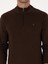 Erkek Koyu Kahverengi Regular Fit Yarım Fermuarlı Sweatshirt 50309768-VR084 5