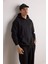 Boxy Fit Kapüşonlu Kanguru Cepli Jakarlı Sweatshirt E9308AX25AU 1