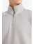 Regular Fit Dik Yaka Yarım Fermuarlı İçi Yumuşak Tüylü Basic Düz Sweatshirt X7405AZ25AU 8