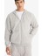 Relax Fit Kapüşonlu İçi Yumuşak Tüylü Basic Düz Cepli Kalın Fermuarlı Sweatshirt D7599AX25AU 3