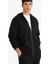 Comfort Fit Kapüşonlu İçi Yumuşak Tüylü Basic Düz Cepli Kalın Fermuarlı Sweatshirt D7599AX25AU 4