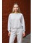 Coool Oversize Geniş Kalıp Bisiklet Yaka Basic Düz Kalın Gri Sweatshirt D9022AXNS 1