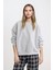 Coool Oversize Geniş Kalıp Bisiklet Yaka Basic Düz Kalın Gri Sweatshirt D9022AXNS 2