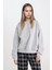 Coool Oversize Geniş Kalıp Bisiklet Yaka Basic Düz Kalın Gri Sweatshirt D9022AXNS 5